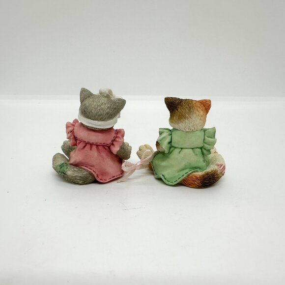 Vtg Calico Kittens Enesco Cats Figurine Linked Best Friends Sisters Gift Calico - Picture 3 of 6